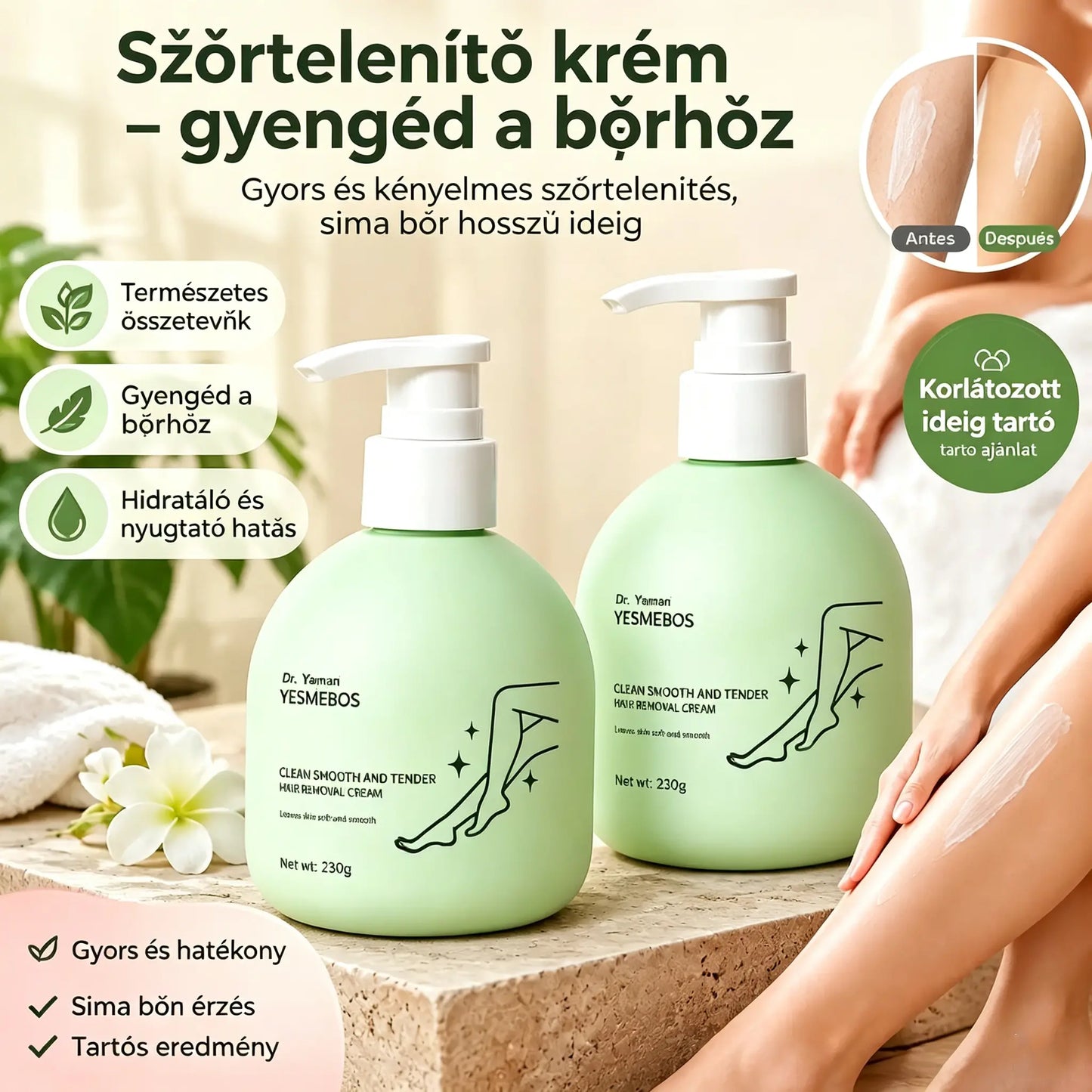 50% KEDVEZMÉNY✨Gyengéd és bőrbarát szőrtelenítő készlet | Korlátozott ideig érvényes ajánlat 🎁
