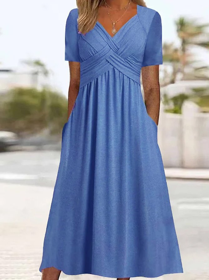 ⏳ Poslední den - sleva 50 % 【Velikosti S-3XL】Jednobarevné ležérní módní midi šaty
