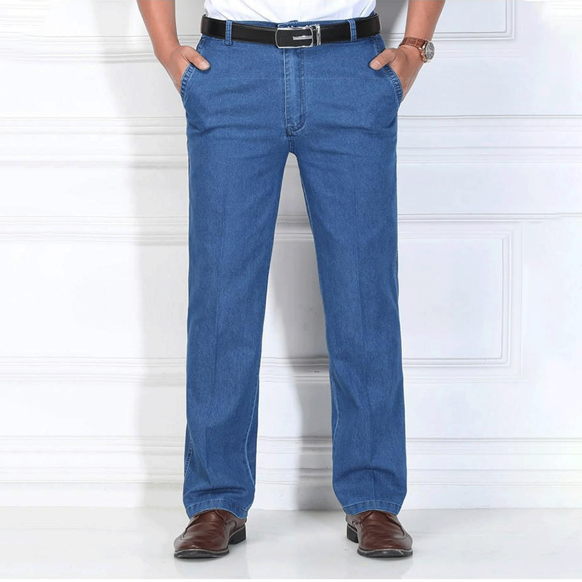 👖 2024 Új férfi farmer magas derekú, elasztikus, légáteresztő