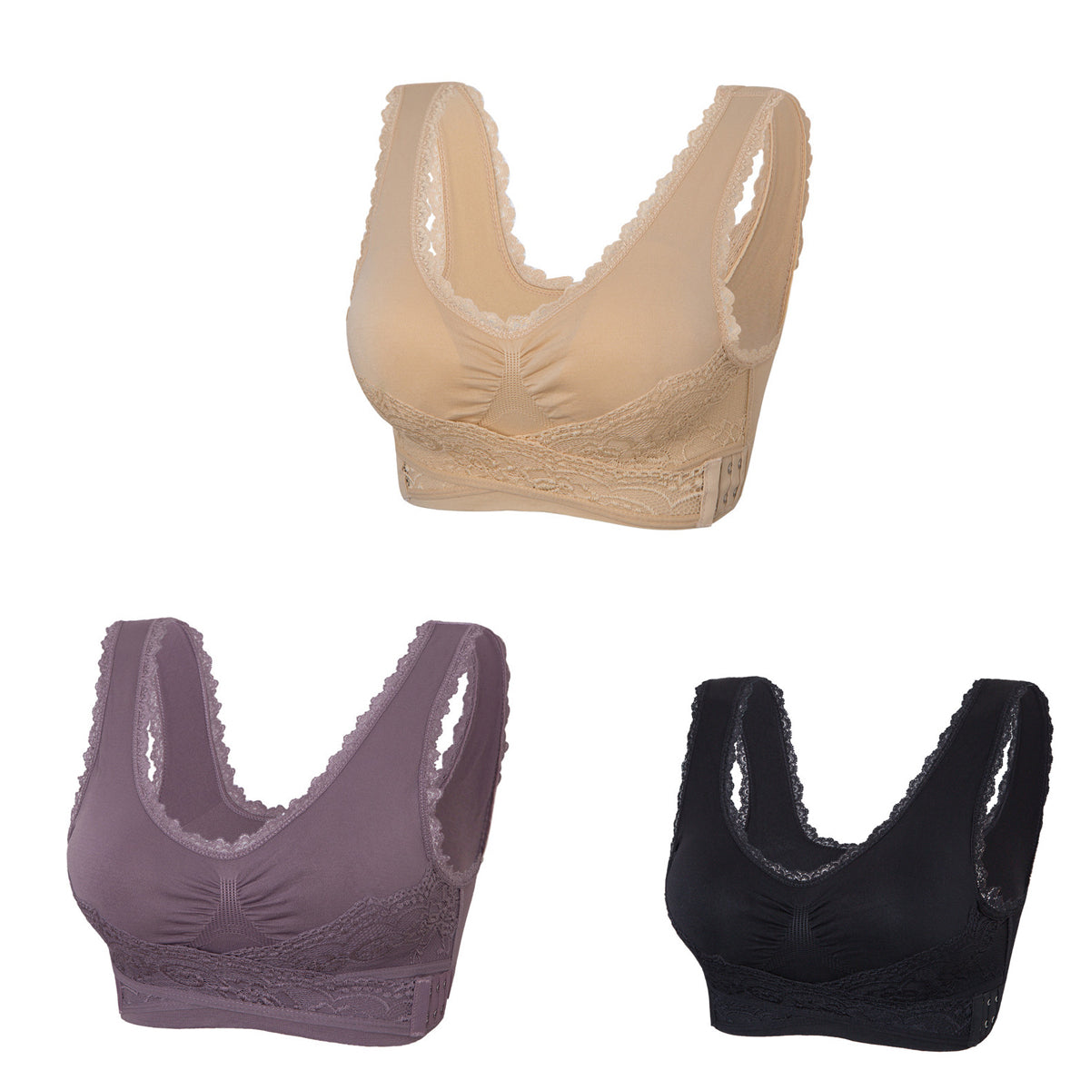 【50% OFF】🔥Különleges ajánlat (3-os csomag) elülső gombos csipkés komfort melltartó-U