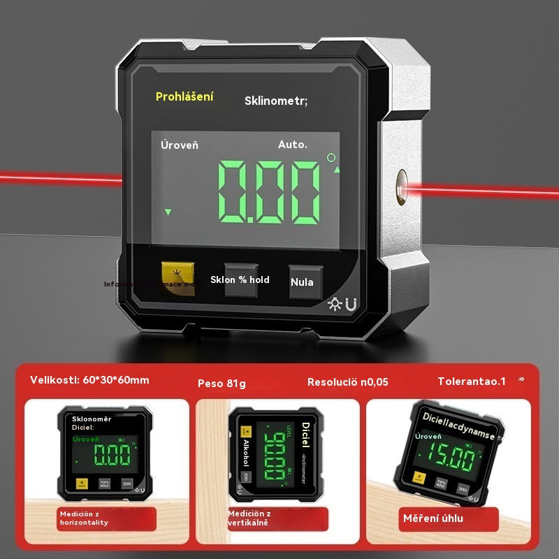 Oboustranná laserová vodováha a čtyřstranná magnetická přísavka-3