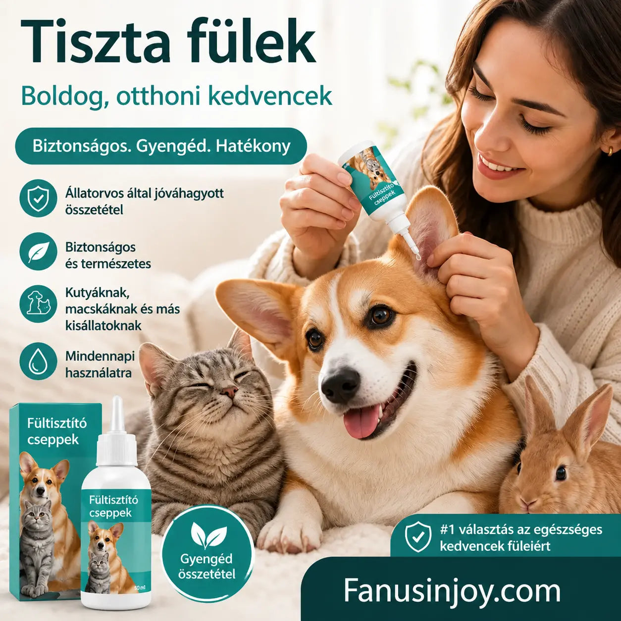 🐶【2 darab 8200 Ft】【Vásárolj 1-et, kapsz 1-t ingyen】 🐱🐶 Gyengéd kisállat fültisztító cseppek – Búcsút inthetsz a fülbetegségeknek