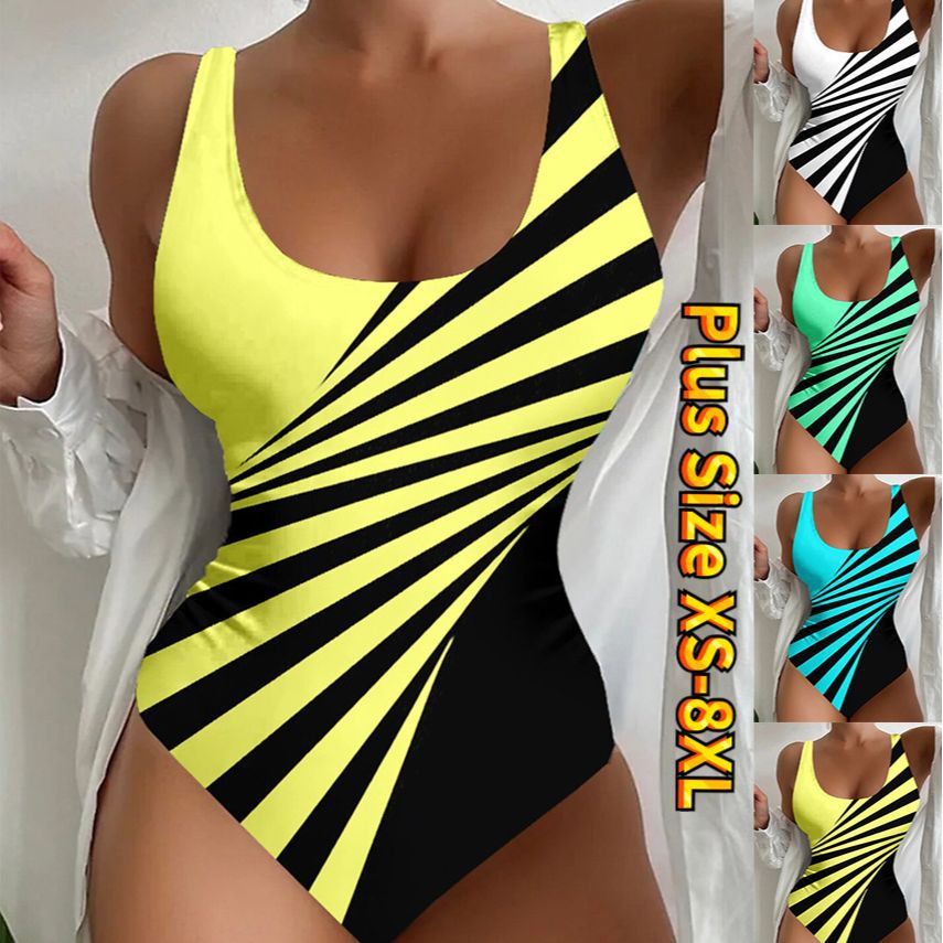 🔥【Vásároljon 1-et, kap 1-et ingyen】🔥(M~8XL) Sexy egyrészes fürdőruha csíkos mintával