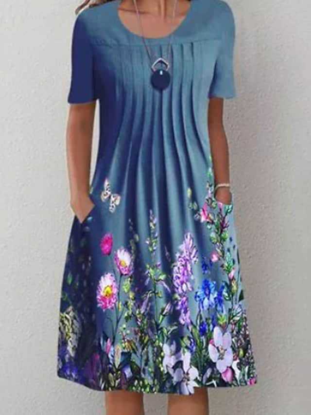 ✨ Új érkezés 🔥【40-120 kg】Új női rövid ujjú, kerek nyakú ruha, plus size, 2026-os stílus. ✅️Utánvétes fizetés lehetséges.