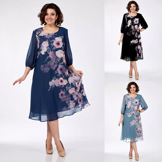 🌸 50% kedvezmény 💥💕【S-5XL】Elegáns virágmintás tavaszi sifon ruha 2026🌷