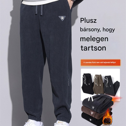 🔥【50% KEDVEZMÉNY】🔥【M-5XL】🖤Új téli nadrág férfiaknak, plusz bársony és vastag kordbársony, meleg és lezser férfi nadrág