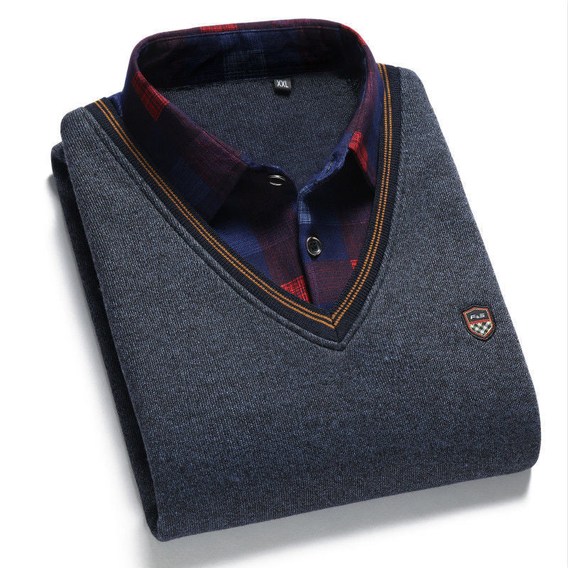 🔥【Vegyél 1-et, kapsz 1-et ingyen】👔[M-4XL] Férfi kötött ing plusz bársony, amely vastagítja, melegen tartja