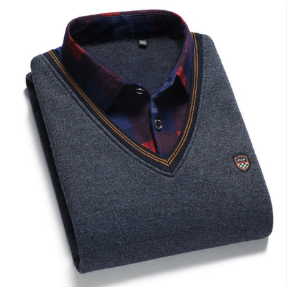 🔥【Vegyél 1-et, kapsz 1-et ingyen】👔[M-4XL] Férfi kötött ing plusz bársony, amely vastagítja, melegen tartja