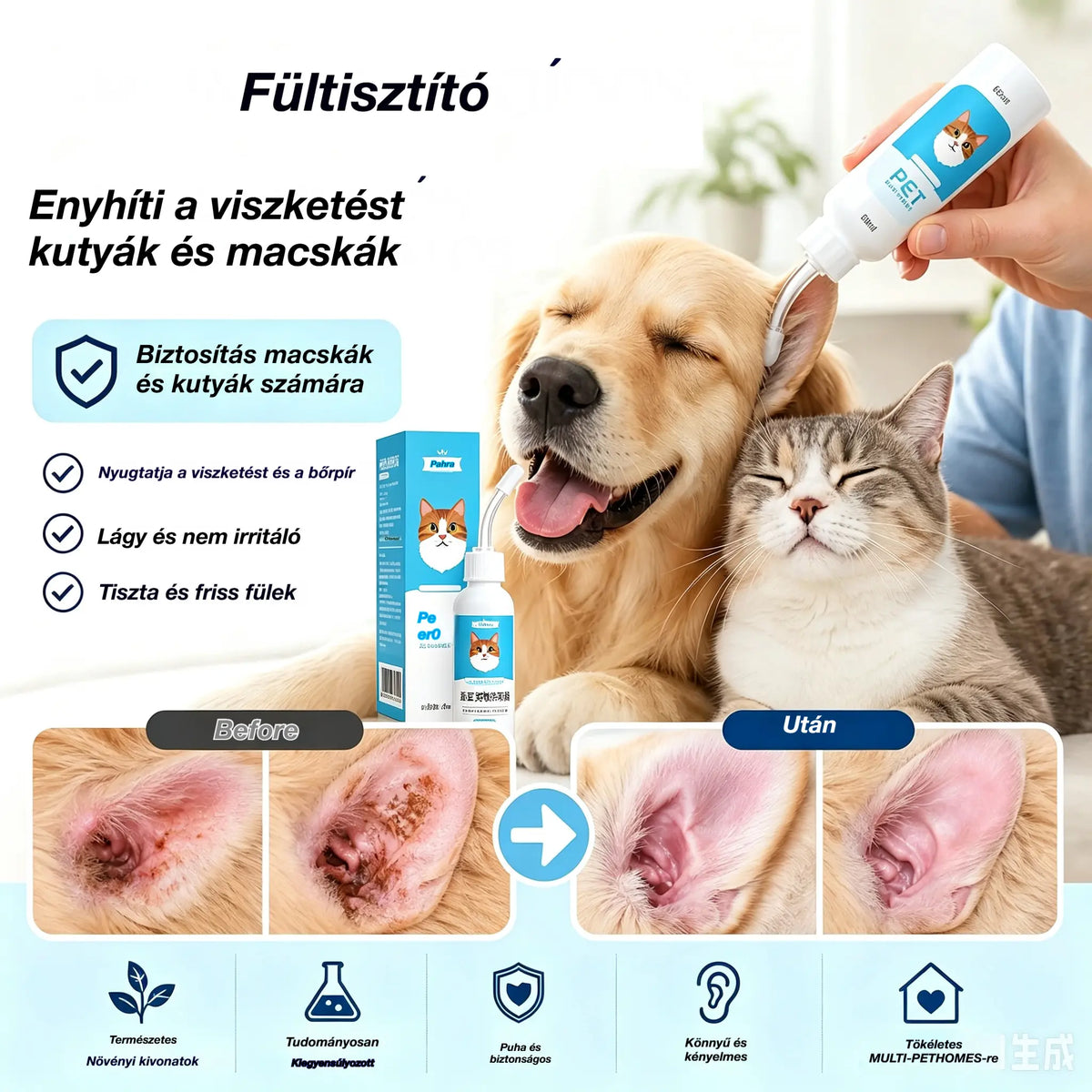 🐶Vásároljon 1-et, kapjon 1-et ingyen🐱 Fültisztító kutyák és macskák fülviszketésének enyhítésére.