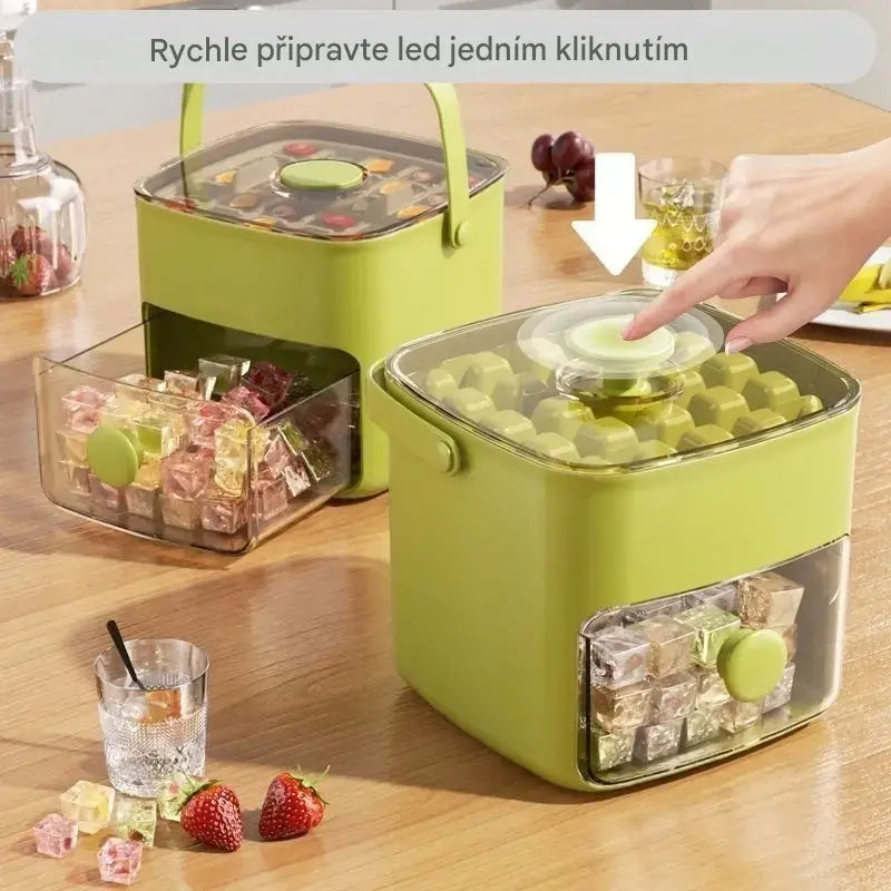 💞Prodáno přes 50 000 kusů! 💥🥤🧊 50% sleva! Výrobník ledu s funkcí úložiště: vyrobí 48 kostek ledu najednou, nepropustné víko 🏖️✅