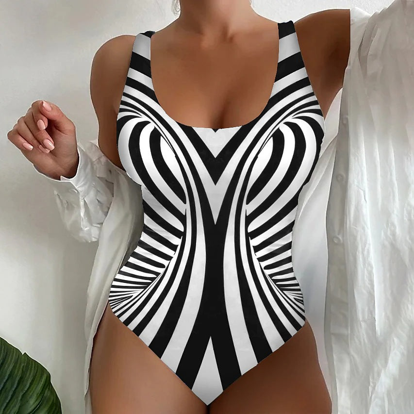 【S~6XL】🌴🩱 Szexi csíkos egyrészes fürdőruha