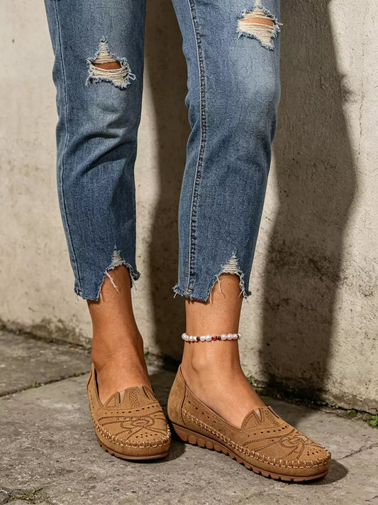 【36-43 méret】Vintage stílusú, áttört, hétköznapi balettcipő | Puha talpú kialakítás, kényelmes mindennapi viselet | Cipőfűző nélküli, nagy méretben is elérhető