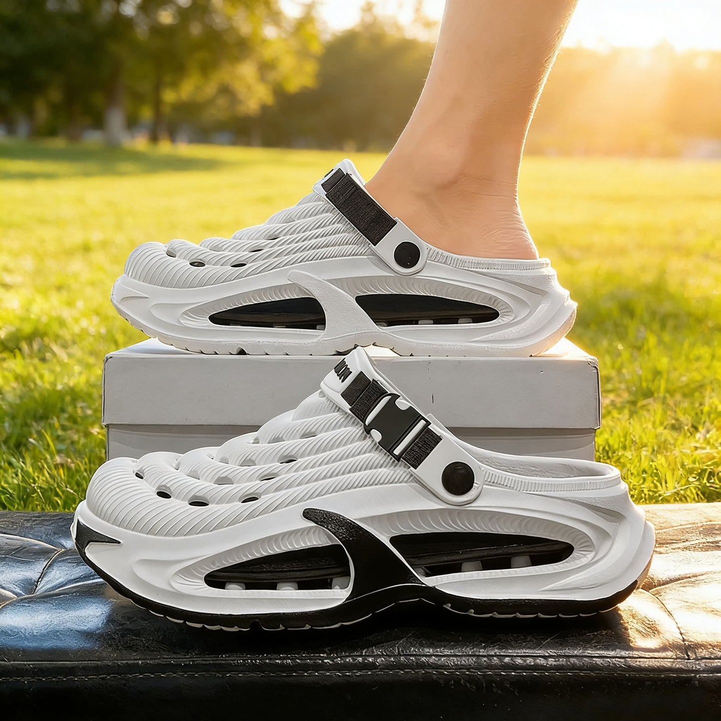 👟 50% KEDVEZMÉNY 🌬️ 2 az 1-ben univerzális férfiszandál – Vastag EVA talp, csúszásmentes, extra könnyű és légáteresztő 🏃‍♂️