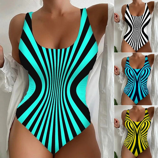 【S~6XL】🌴🩱 Szexi csíkos egyrészes fürdőruha