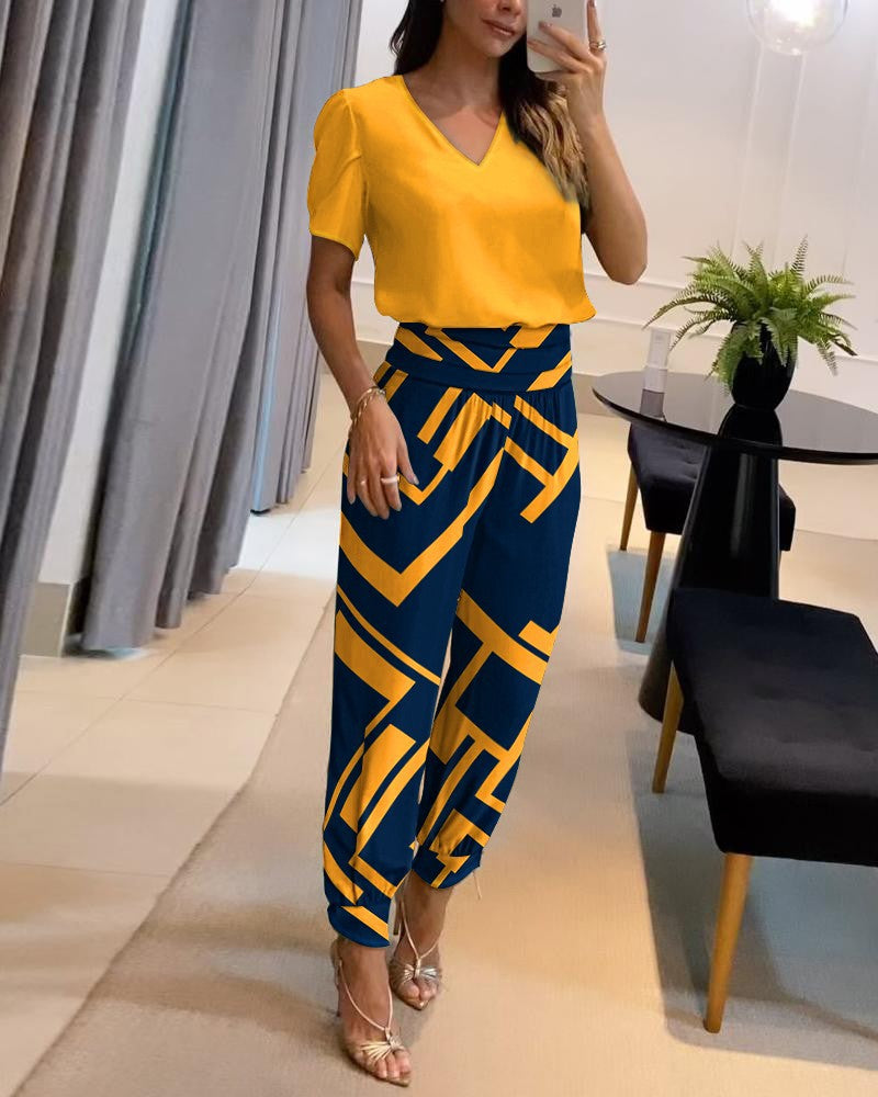 [Top + Pants] 👚👖Tavaszi-nyári bő és kényelmes női alkalmi kétrészes szett