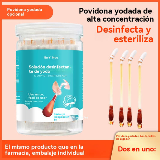 🩹【100 PCS】  Bastoncillos desechables con povidona yodada    individuales y prácticos