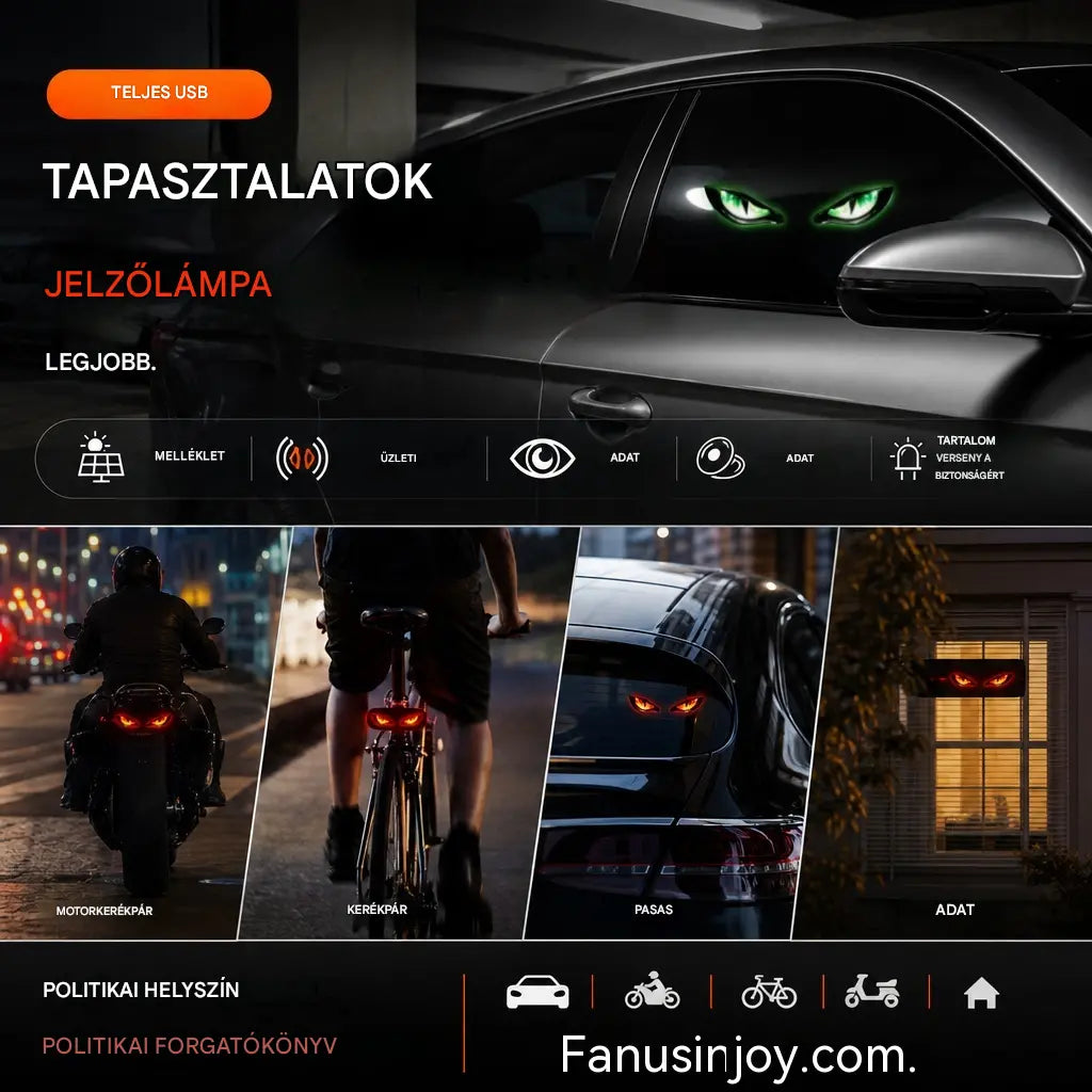 🚗👀 Napelemes LED autós figyelmeztető lámpa | Ragadd meg a figyelmet és fokozd a vezetési biztonságot – Vezeték nélküli, automatikus érzékeléssel és univerzális alkalmazással ✨