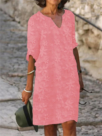 👗【S-4XL】【Késő nyári kiárusítás】Virágmintás pamutvászon ruha