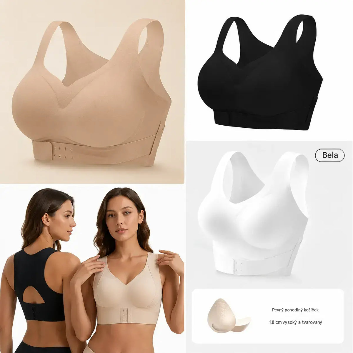 【✨Kupte 1 a získejte 2 zdarma --- balení 3 kusů】【40-90KG】Dámská tvarující podprsenka, která pomáhá upravit linii zad 💋