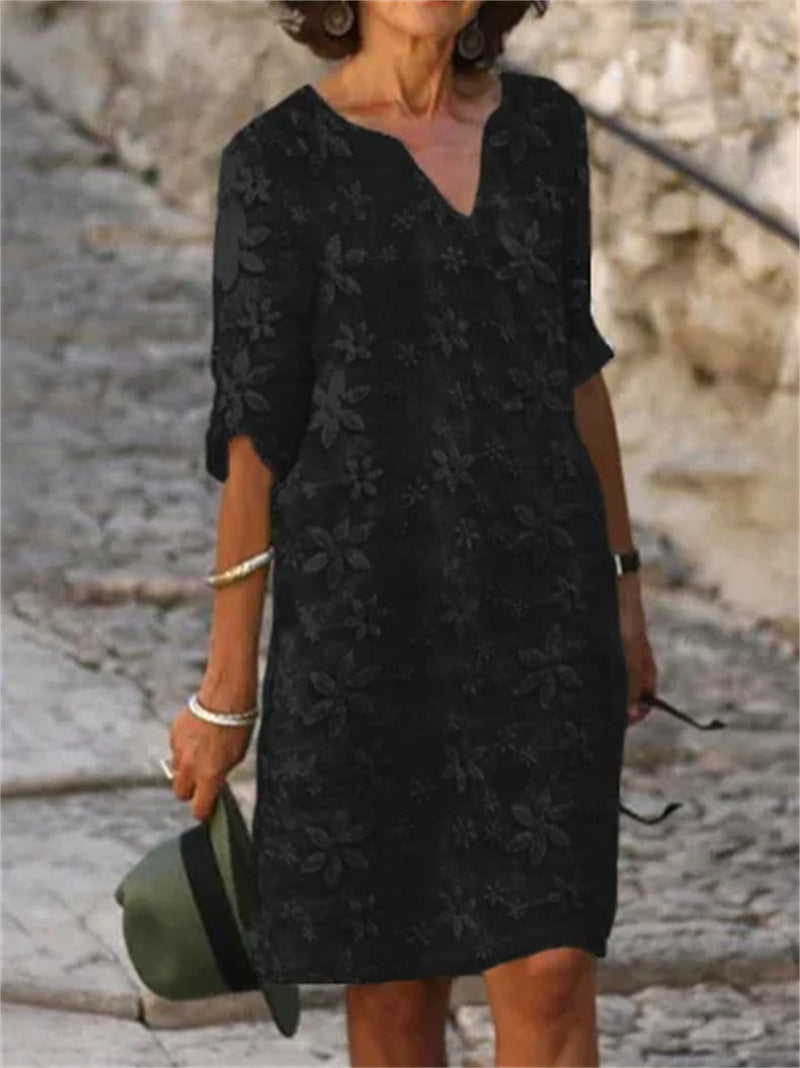 👗【S-4XL】【Késő nyári kiárusítás】Virágmintás pamutvászon ruha