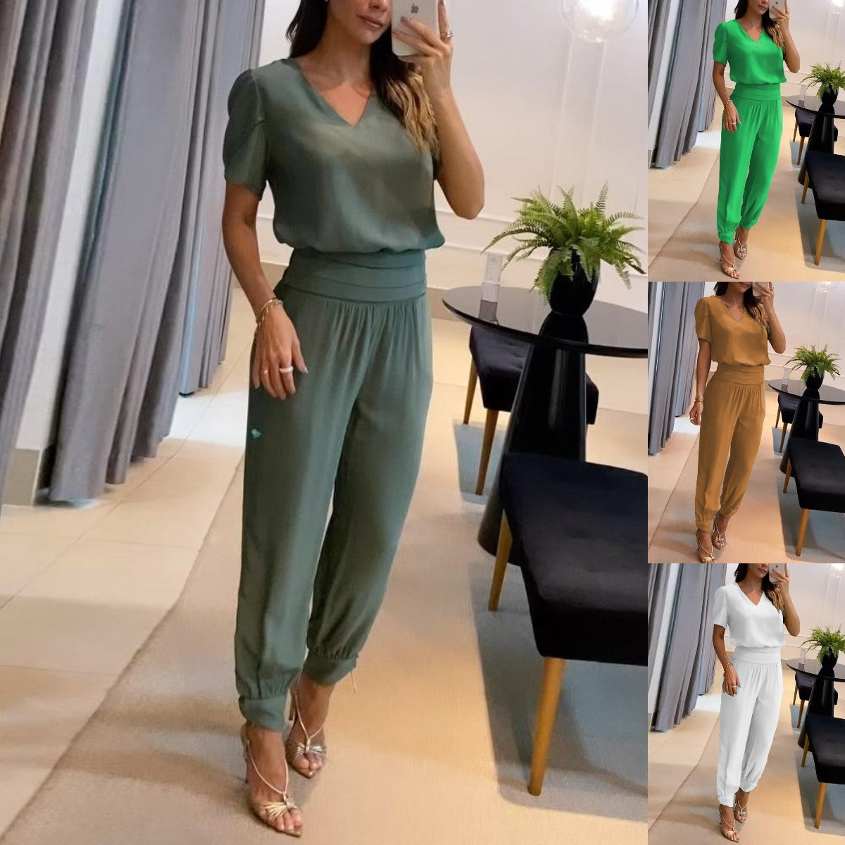 [Top + Pants] 👚👖Tavaszi-nyári bő és kényelmes női alkalmi kétrészes szett