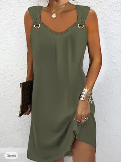 🔥🔥【Forró eladó】👗👗Új tavaszi és nyári ujjatlan ruha V-nyakú