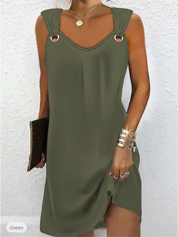 🔥🔥👗👗【50% kedvezmény】Új tavaszi és nyári ujjatlan ruha V-nyakú
