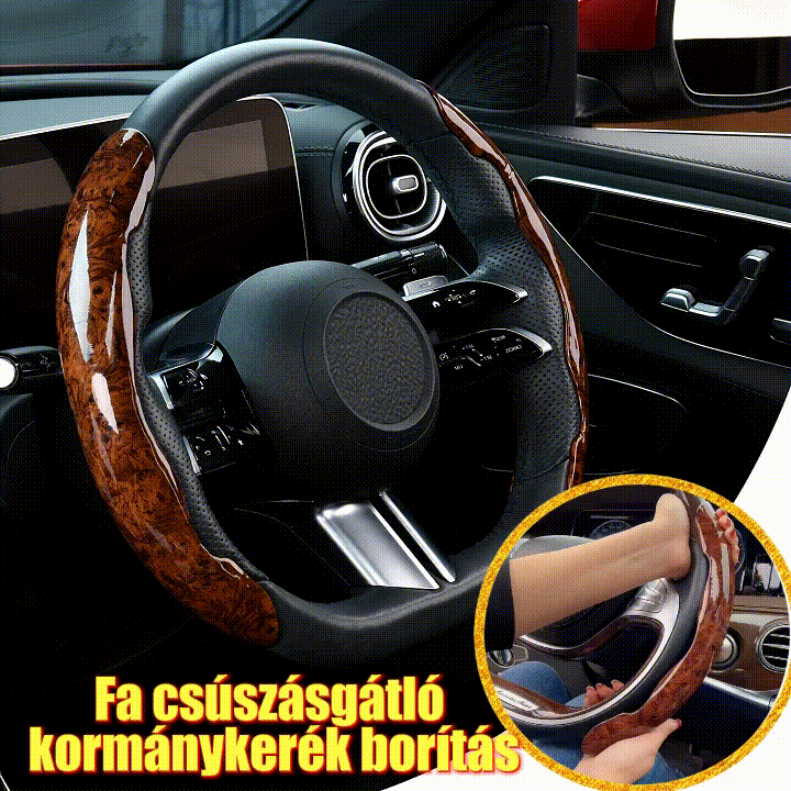 🔥【45% OFF】【1 db 3 darabos készlet】Csúszásgátló fa szemcsés autókormányburkolat