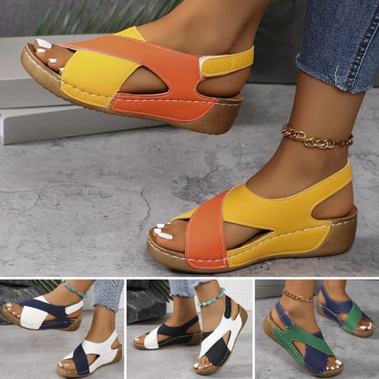 🔥🔥【36-43】☀️👡 Női kontrasztos ékszandál Kényelmes szandál bokapánttal