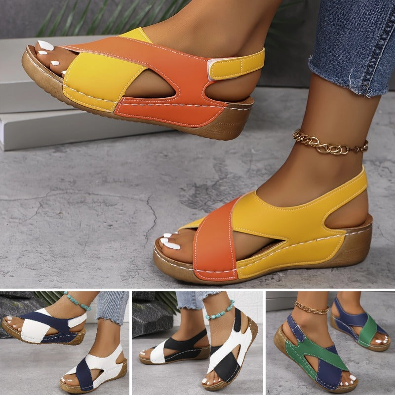 🔥🔥【36-43】☀️👡 Női kontrasztos ékszandál Kényelmes szandál bokapánttal