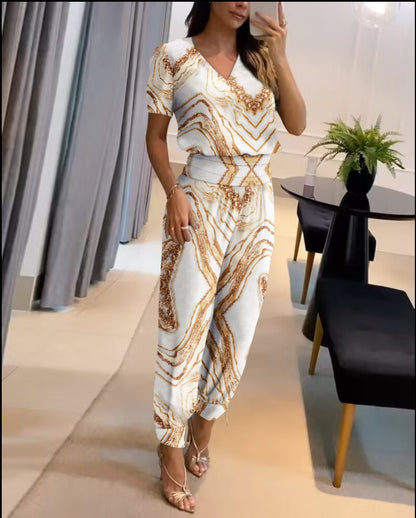 [Top + Pants] 👚👖Tavaszi-nyári bő és kényelmes női alkalmi kétrészes szett