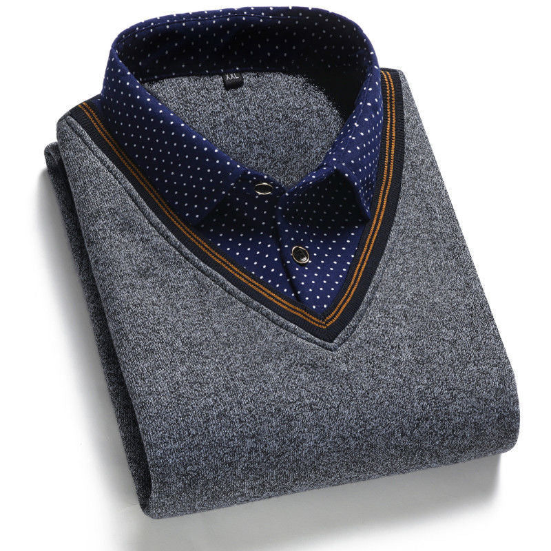 🔥【Vegyél 1-et, kapsz 1-et ingyen】👔[M-4XL] Férfi kötött ing plusz bársony, amely vastagítja, melegen tartja