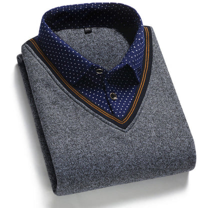 🔥【Vegyél 1-et, kapsz 1-et ingyen】👔[M-4XL] Férfi kötött ing plusz bársony, amely vastagítja, melegen tartja