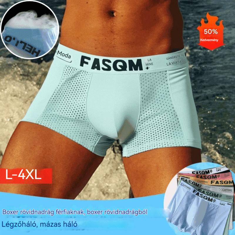 🔥【6 db】Férfi Air Mesh jégselyem boxer, rugalmas, kényelmes és légáteresztő