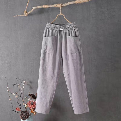 👖【50% kedvezmény】 Női nyári alkalmi pamut és len karcsúsító egyenes nadrág