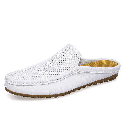 ✨【Korlátozott mennyiség】👞【39-45】Új stílusú, kényelmes és légáteresztő valódi bőrből készült, kézzel készített férfi papucs