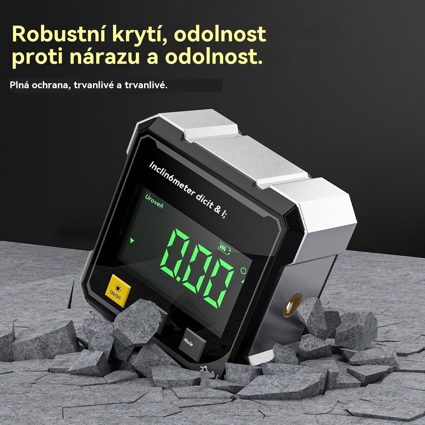 Oboustranná laserová vodováha a čtyřstranná magnetická přísavka