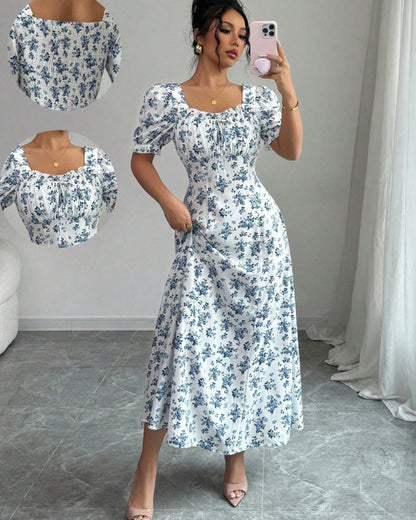 👗Az akció utolsó napján -50% kedvezmény! 【S-2XL】Elegáns, nyári mintás ruha, légies és kényelmes, könnyen illeszthető és karcsúsított.