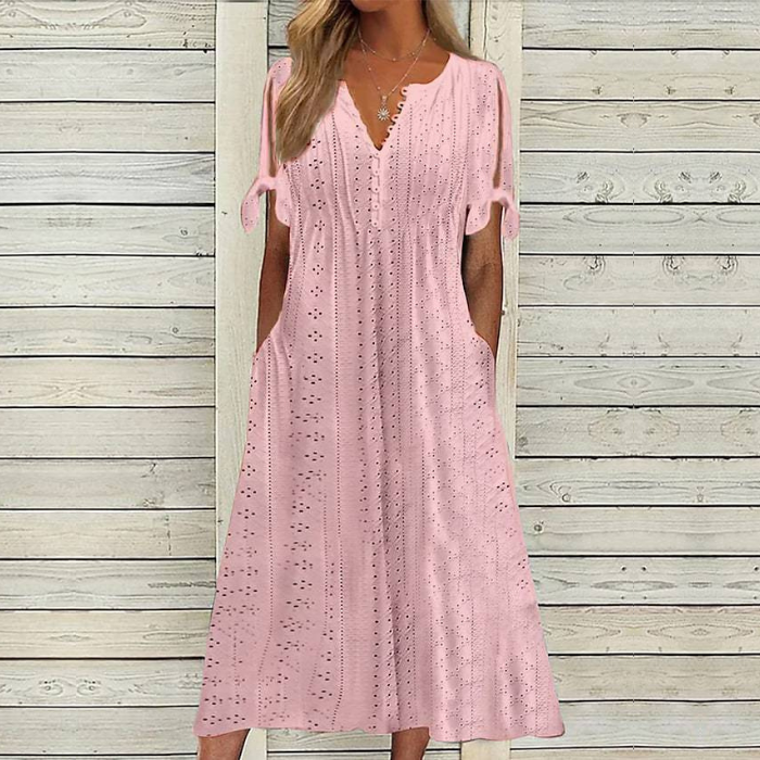 🔥[S-5XL]👗Egyszerű és gyönyörű egyszínű ruha