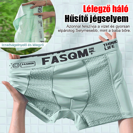 (6) Férfi jégselyem boxer rövidnadrág légáteresztő hálóval