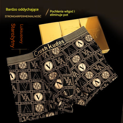 🔥【Kup 2 i otrzymaj 2 gratis】🚹✅💥【40–140 kg】Męska oddychająca bielizna z lodowego jedwabiu, bezszwowa i wygodna, w dużych rozmiarach, z modnym nadrukiem