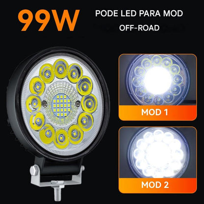 💡🚨【Compra 1 y llévate 1 gratis】2 piezas por 34 euros Faros LED redondos de 99 W para coches modificados, faros auxiliares para vehículos todoterreno