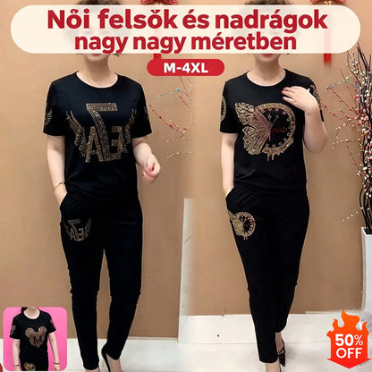 💥 Felső + Nadrág 💥 Női rövid ujjú felső és nadrág szett【M-4XL】