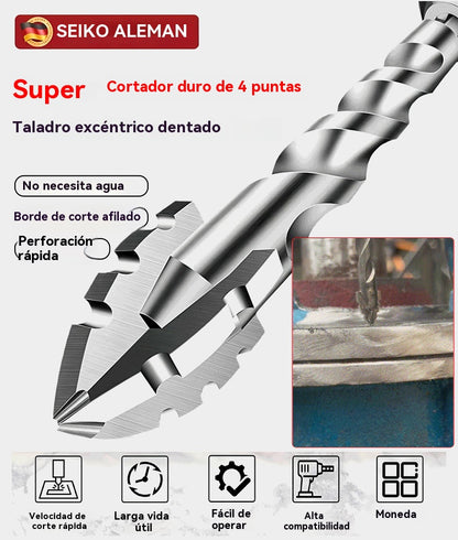🥇 Broca excéntrica de carburo de tungsteno de séptima generación con filo dentado extraduro 【3+4+5+6+8+10+12mm】