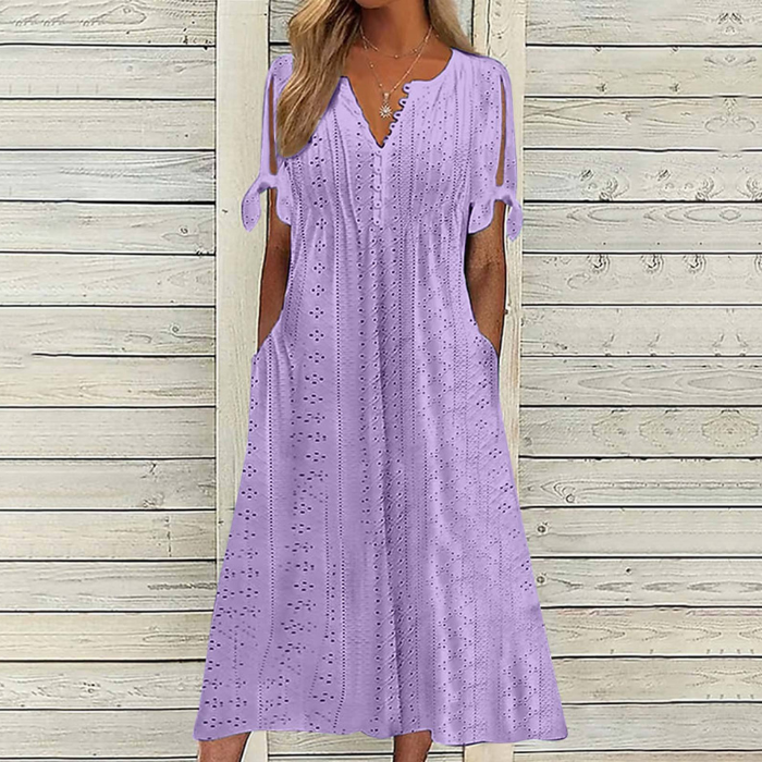 🔥[S-5XL]👗Egyszerű és gyönyörű egyszínű ruha