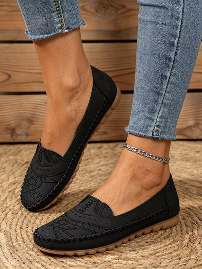 【36-43 méret】Vintage stílusú, áttört, hétköznapi balettcipő | Puha talpú kialakítás, kényelmes mindennapi viselet | Cipőfűző nélküli, nagy méretben is elérhető