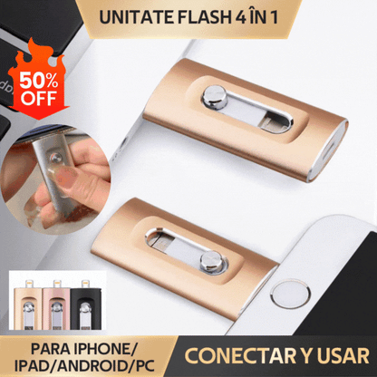 ⚡【50% de descuento】⚡ Unidad flash USB profesional 4 en 1 para iPhone/iPad/PC/dispositivos Android