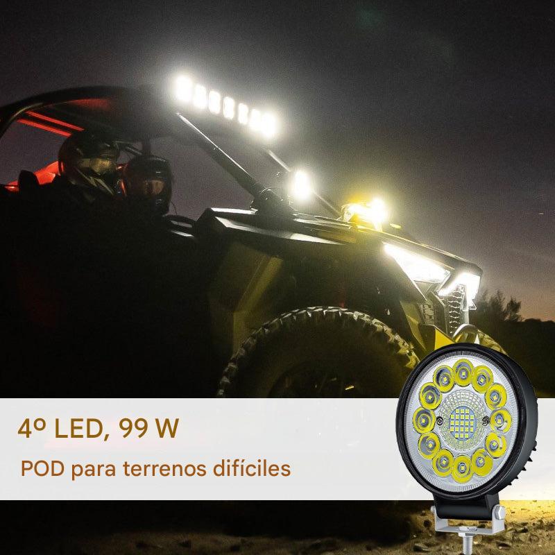 💡🚨【Compra 1 y llévate 1 gratis】2 piezas por 34 euros Faros LED redondos de 99 W para coches modificados, faros auxiliares para vehículos todoterreno