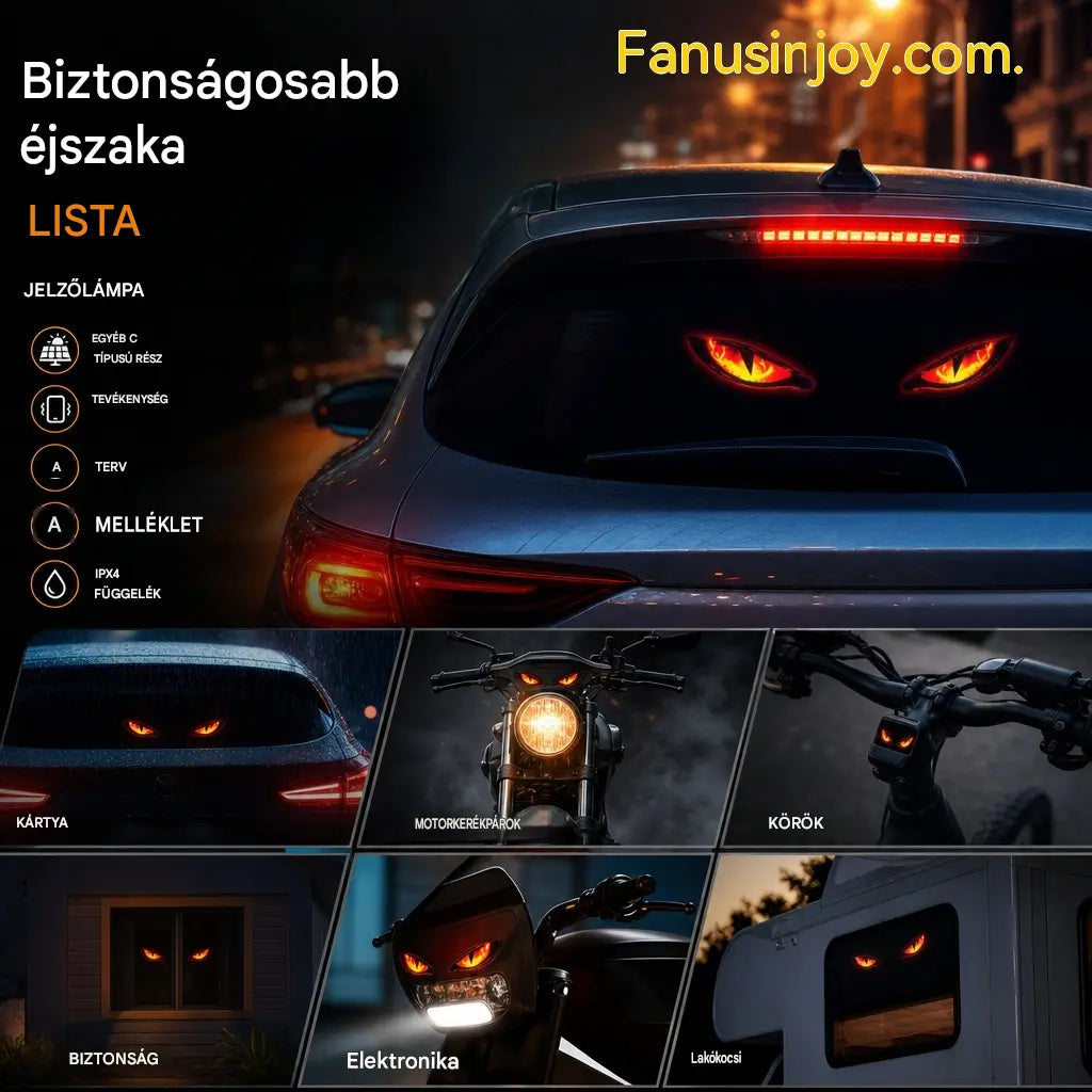 🚗👀 Napelemes LED autós figyelmeztető lámpa | Ragadd meg a figyelmet és fokozd a vezetési biztonságot – Vezeték nélküli, automatikus érzékeléssel és univerzális alkalmazással ✨