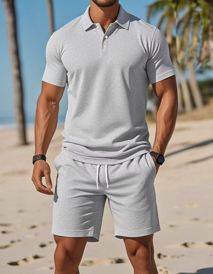 【S~3XL】Férfi szett, amely egy rövid ujjú ingből és egy rövidnadrágból áll, tökéletes hétköznapokra.